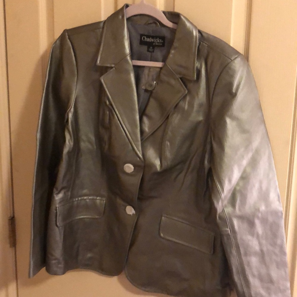 Chadwick’s leather blazer silver